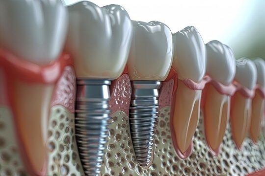 Dental implant with screw, abutment and crown