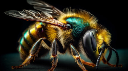 A Close-up of a Bee Collecting Pollen сreated with Generative Ai
