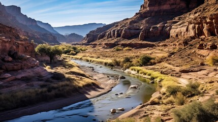 A Meandering River in a Canyon Landscape
