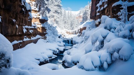 Stunning and scenic canyon landscape in winter