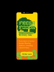 An interface of food delivery app on a mobile screen