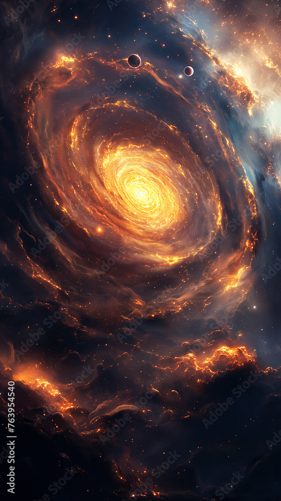 Wall mural fantastic outer space with constellations, planets and a black hole in universe