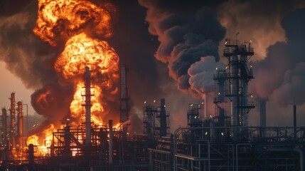 Fire at the oil refinery