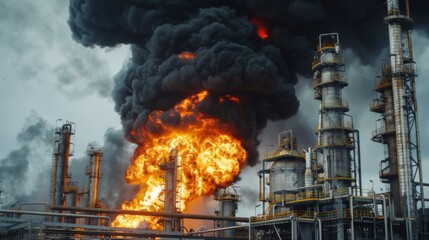 Fire at the oil refinery