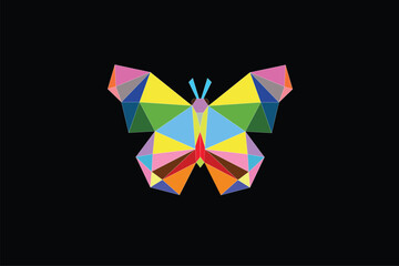Colorful butterfly graphic on a black background