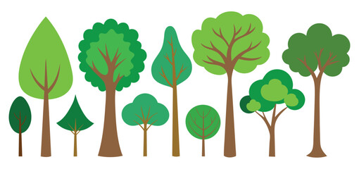 hand-drawn trees collection set, illustration vector for infographic or other uses