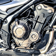Close-up of a motorcycle engine