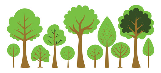 hand-drawn trees collection set, illustration vector for infographic or other uses