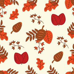 Obraz premium Autumn seamless pattern hand drawn