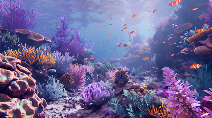 Bustling underwater coral reef ecosystem
