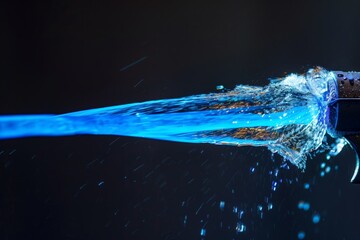 water gun firing blue liquid stream - obrazy, fototapety, plakaty