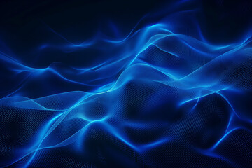 Obraz premium Abstract background of glowing blue mesh or interwoven lines on a dark background