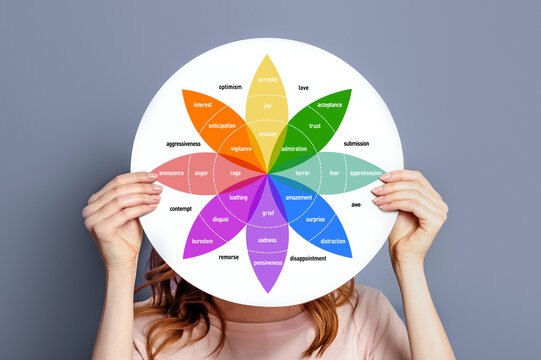 Wheel of emotions diagram psychological concept