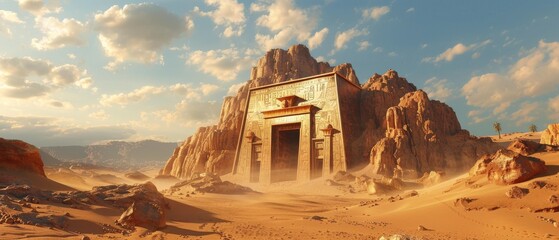 Ancient Tombs the silent guardians of history revealing secrets of the past in the quiet of the desert sands - obrazy, fototapety, plakaty