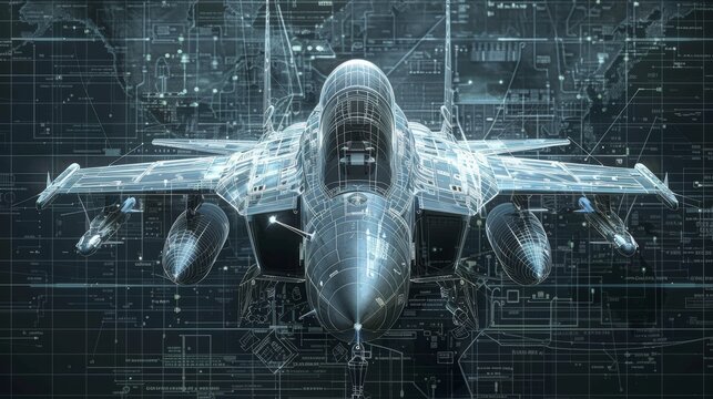 Develop a fighter jet blueprint featuring cutting-edge avionics like a sophisticated radar system