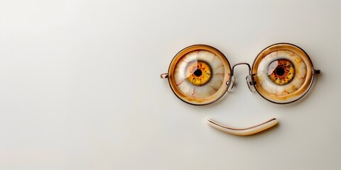 Playful Eye Glasses Symbolizing Vision Health and Joy on Minimal White Background