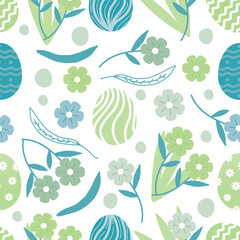 Seamless pattern of hand-drawn Easter Day flat design. Vector illustration.