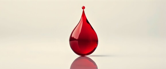 Fototapeta premium Symbolic Blood Drop Representing the Importance of Blood Donation on a Minimalistic White Background
