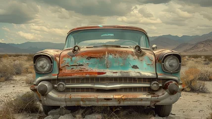 Fototapeten An old rusty car in the desert © SashaMagic