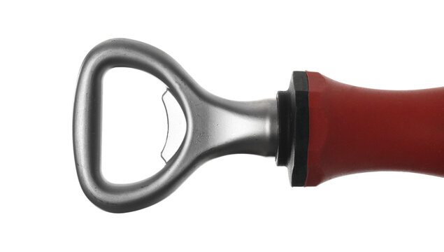 Close up beer opener isolated white, clipping path