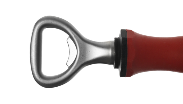 Close up beer opener isolated white, clipping path