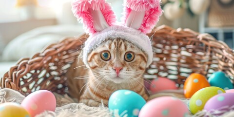 Fototapeta na wymiar cat easter bunny costume