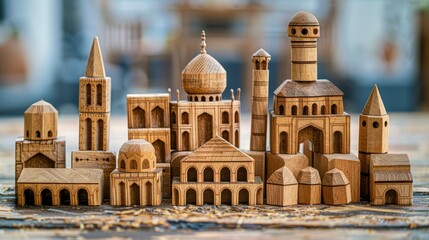 Fototapeta premium Educational Tool Use the wood block as an educational tool to teach children about the Latin alphabet architecture or mathematics