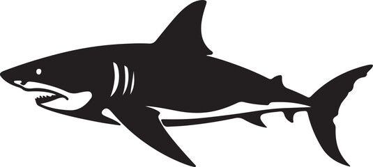 Obraz premium Shark Silhouette Vector Illustration White Background