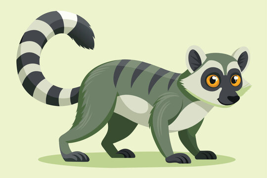 ringtail walking side vector design .eps