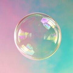 Soap bubble on blue and pink background