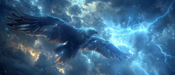 Thunderbird the mighty spirit of the storm wings spread wide a dance of lightning and thunder across the sky
