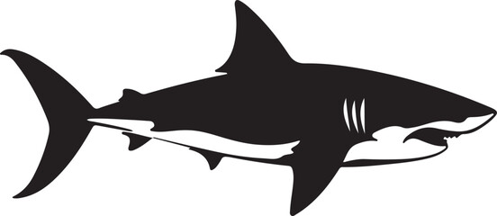 Fototapeta premium Shark Silhouette Vector Illustration White Background