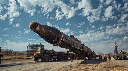 Nuclear missile being transported to the launch pad