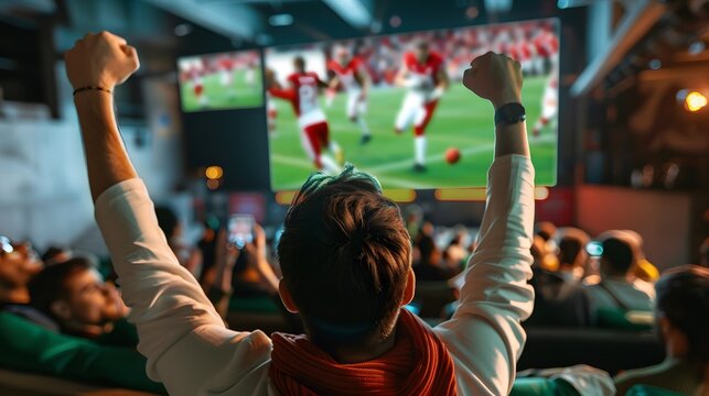 Exhilarating Moment at a Sports Bar During Soccer Match