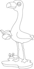 Flamingo Reading Book Animal Vector Graphic Art Illustration