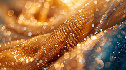Close-up of golden glittering fabric.