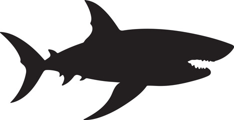 Shark Silhouette Vector Illustration White Background