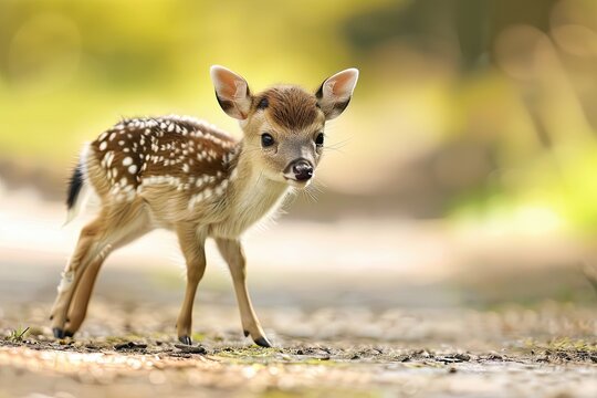 A little fawn. A baby deer. Close-up.
