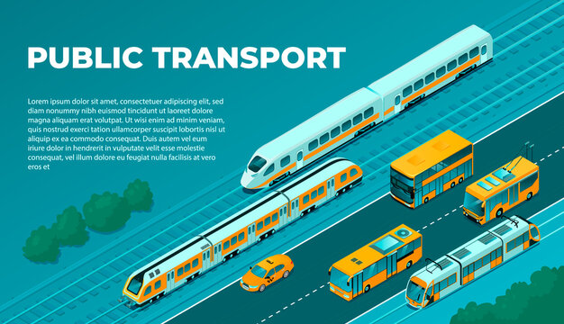 Isometric public transport background template