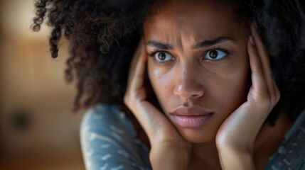 Close up portrait of a beautiful mixed race woman looking at the camera