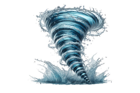 Twirling water splash circle isolated on transparent background. Concept of water, flow, smoothness, energy, falling, background, spiral, whirlpool, abstract, storm, tornedo, weather, cartoon