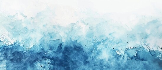 A mesmerizing watercolor painting of a blue and white wave against a white background, capturing the beauty of natural landscape and liquid movement with delicate cloud patterns - obrazy, fototapety, plakaty