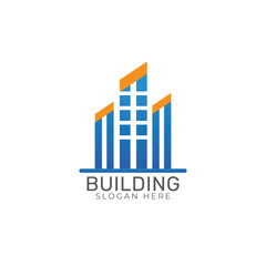 Real estate building logo design with modern concept premium Vector