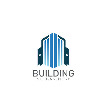 Real estate building logo design with modern concept premium Vector