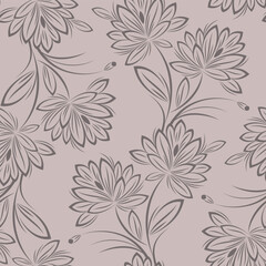 Seamless vector stroke flower pattern design