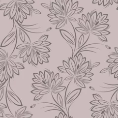 Tuinposter Seamless vector stroke flower pattern design © malkani