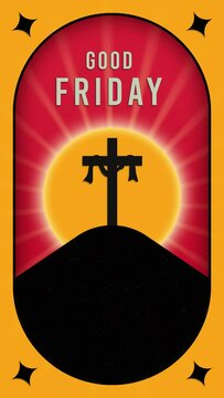 seamlees animation greetings text good friday  extruded. illustration of a cross at sunrise