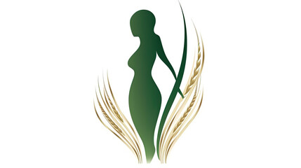  Celiac disease awareness month, green human silhouette logo with wheat spikelets, background, banner, card, poster, template. Vector illustration.