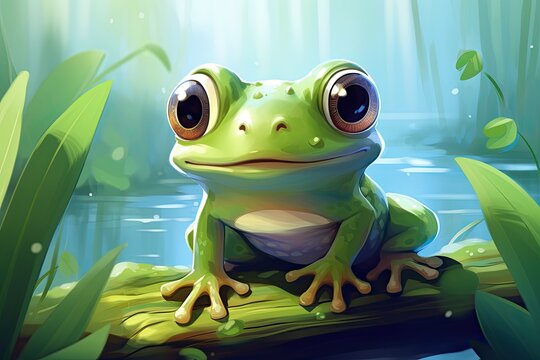 cute smiling frog childish illustration