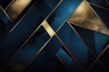 luxury geometric shiny blue and golden background